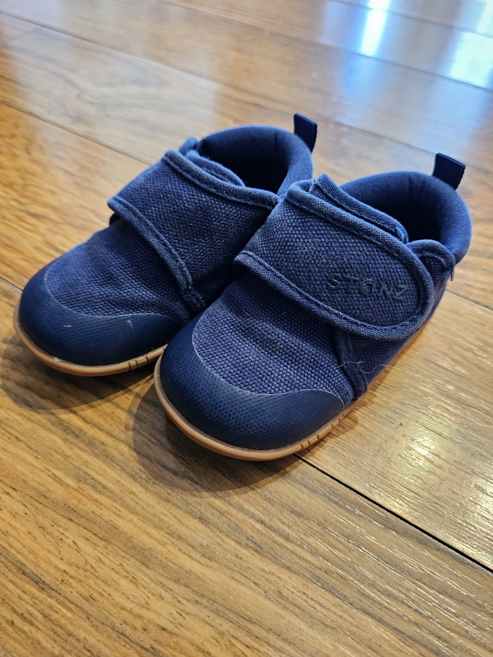 Stonz Navy Blue Baby Walker Shoes with Hook-and-Loop Strap